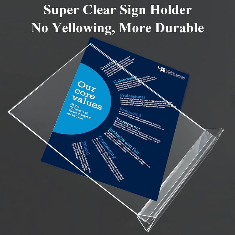 Seencool Acrylic Sign Holder 8.5 x 11 Vertical Double-Sided Flyer Display Stands, Plastic Table Menu Stand, Clear Picture Paper Frames for Office Home Store Restaurant 6Pack - Image 3